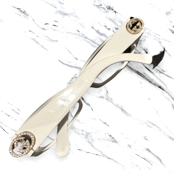 Authentic NEW Gucci GG2954 White Logo Optical Glasses with Rhinestone GG Detail - Picture 3 of 9